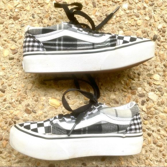 Kids Vans Platform Old Skool Plaid Checkered Shoes Size 1.5 - Picture 2 of 8